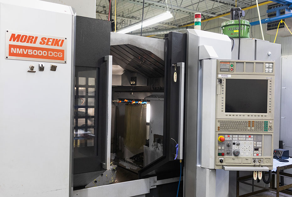 Our Mori-Seiki 5-axis Vertical Mill-Turn machining centre is equipped with an 8 pallet pool and 180 tool ATC.